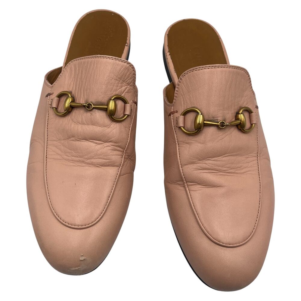 Gucci Princetown Horsebit Leather Slip On Flats Mules Light Pink Size 36.5 / 6.5 - Picture 5 of 11